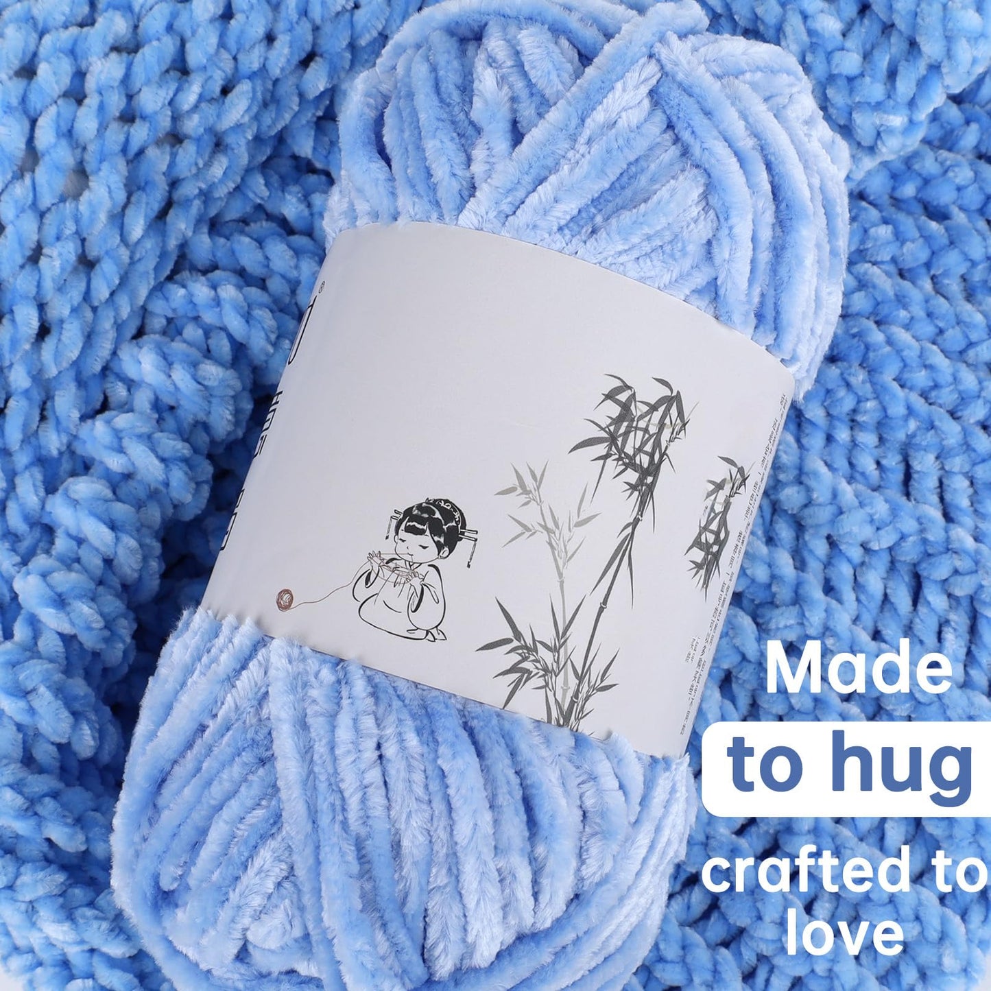 Reessy Velvet Chenille Yarn Pack – 6 Skeins × 100g Super Bulky (CYC #6) – Soft Velvet Chunky for Crocheting & Knitting, Fluffy Chenille Yarn for Blankets, Scarves & Crafts (White)