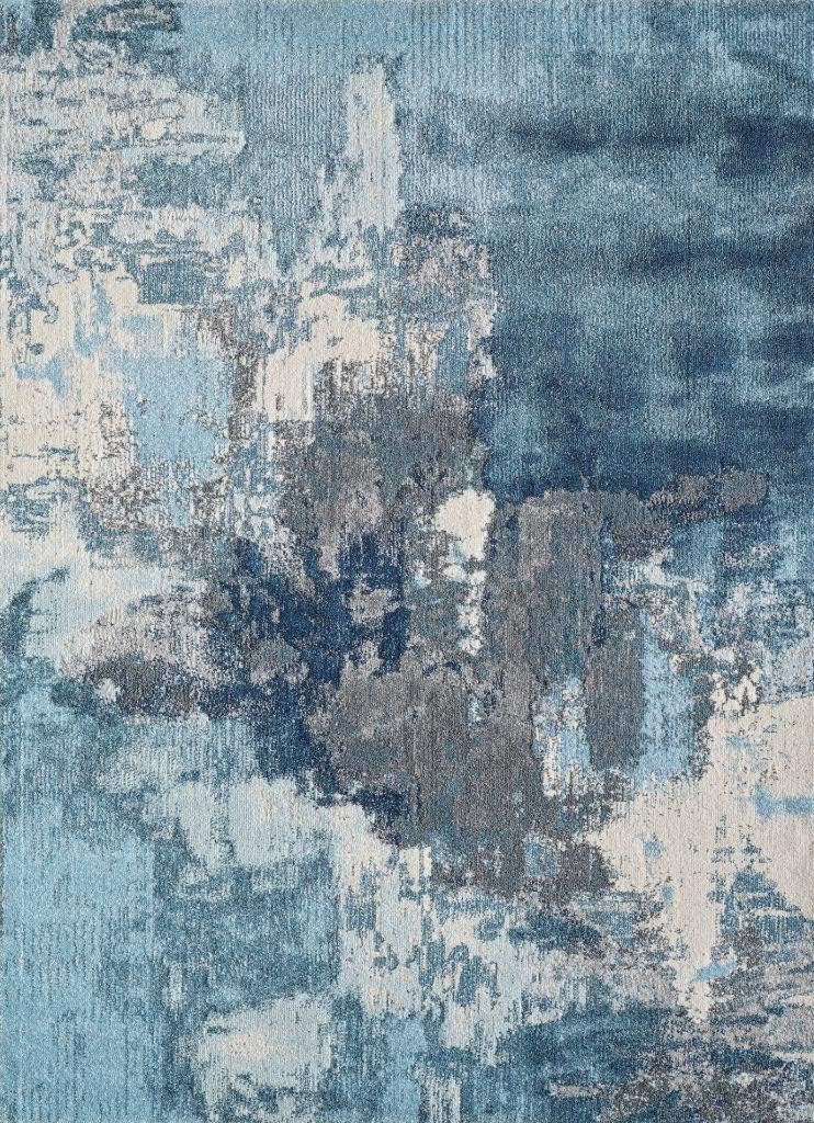 LUXE WEAVERS Abstract Distressed Area Rug, Blue, 2x3