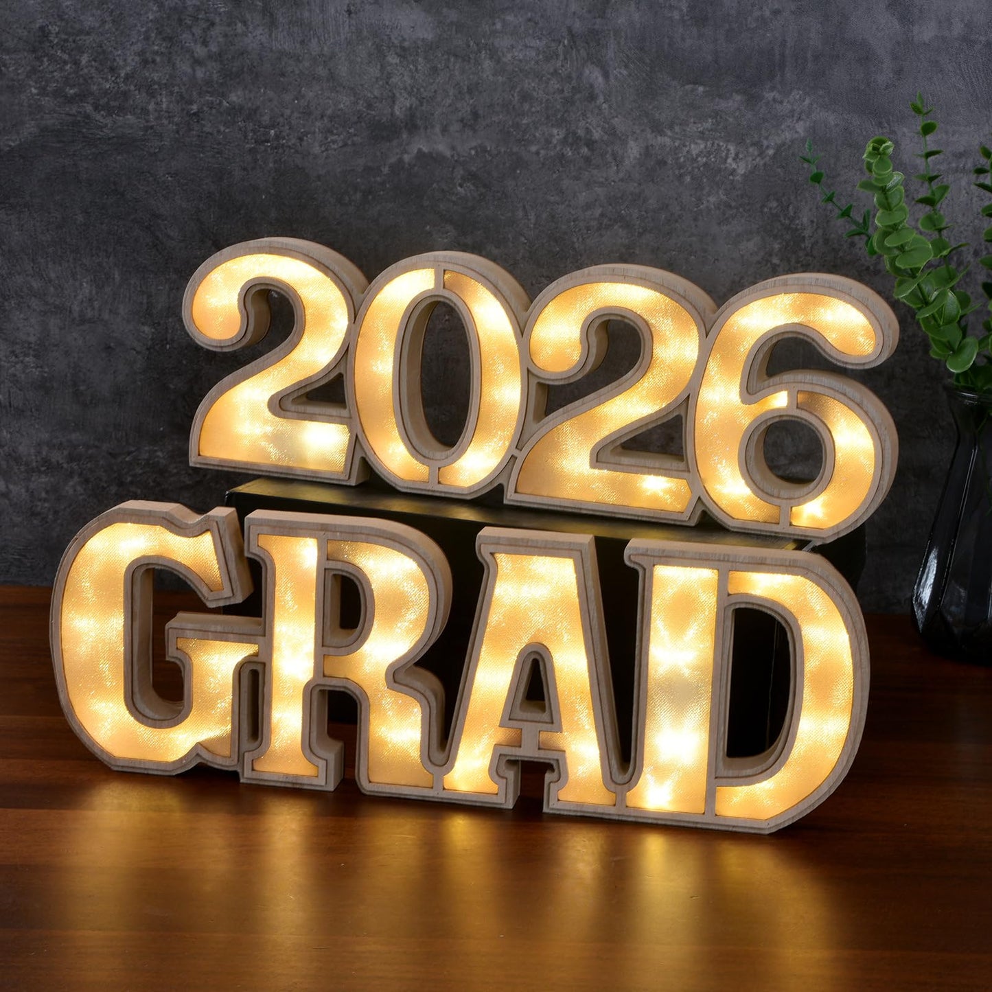 2026 Grad Light Up Letters, Wooden Graduation Marquee Letters with LED, Grad Sign for Table Centerpiece Wall, Graduation Party Decorations 2026 for Kindergarten High School College (2026)