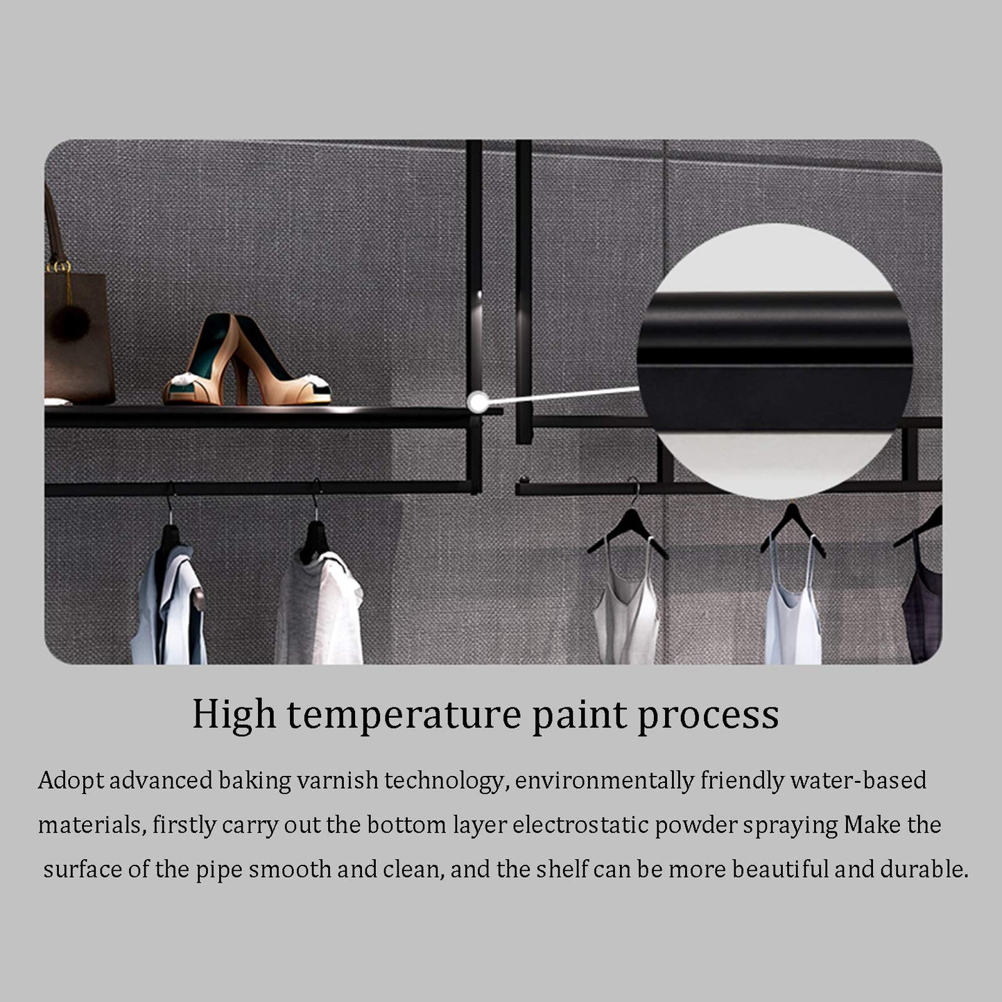 JHNKOJ Heavy Wall-Mounted Metal Garment Rack, Commercial Clothing Store Display Rack Suspended Ceiling Hanger, Clothes Hanger Rod for Retail Stores,H