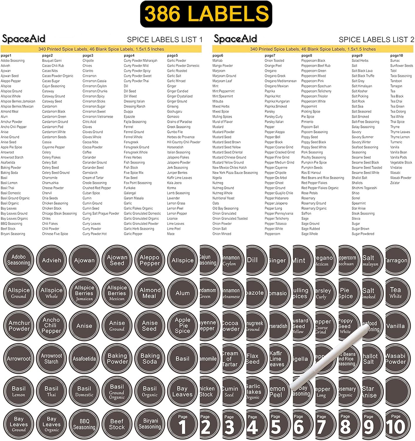 24 4oz SpaceAid Pcs Spice Jars with Labels, Empty Glass Spice Bottles, Minimalist Farmhouse Spice Labels Stickers