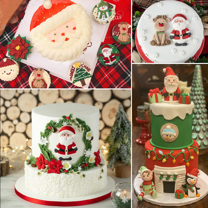 Christmas Fondant Molds for Cake Decorating, Santa Silicone Molds, Reindeer Snowman Candy Chocolate Molds for Handmade Cookies, Mousse, Jelly, Clay, Resin, Soap, Candles, Sugarcraft