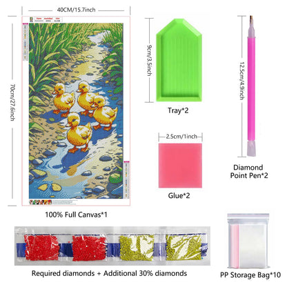 ARTGOTO Large Square Drill Diamond Art Painting Kits for Adults,15.7x27.5inch/40x70cm Duck A DIY Full Square Diamond Dots Large Size,Big Gem Art and Crafts for Home Wall Decor Gifts