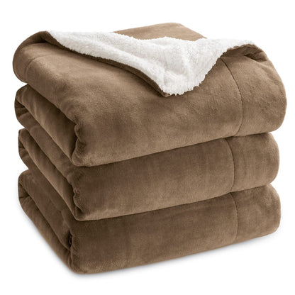 Bedsure GentleSoft Sherpa Fleece Blankets Queen Size for Bed - Thick and Warm, Soft Fuzzy Plush Queen Blanket for Winter, Grey, 90x90 Inches