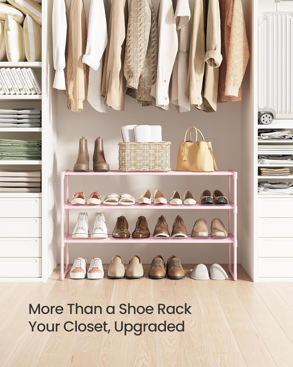 3-Tier 16-20 11.8 36.2 21.7 Inches, ULSA303S01 SONGMICS Shoe Rack, Shoe Organizer, Metal Storage Shelf, Upright