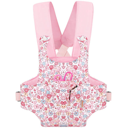 GAGAKU Baby Doll Carrier Stuffed Animal Carrier for Girls Doll Accessory Adjustable Straps for 12 to 20 inch Reborn Baby Dolls - Pink Flowers