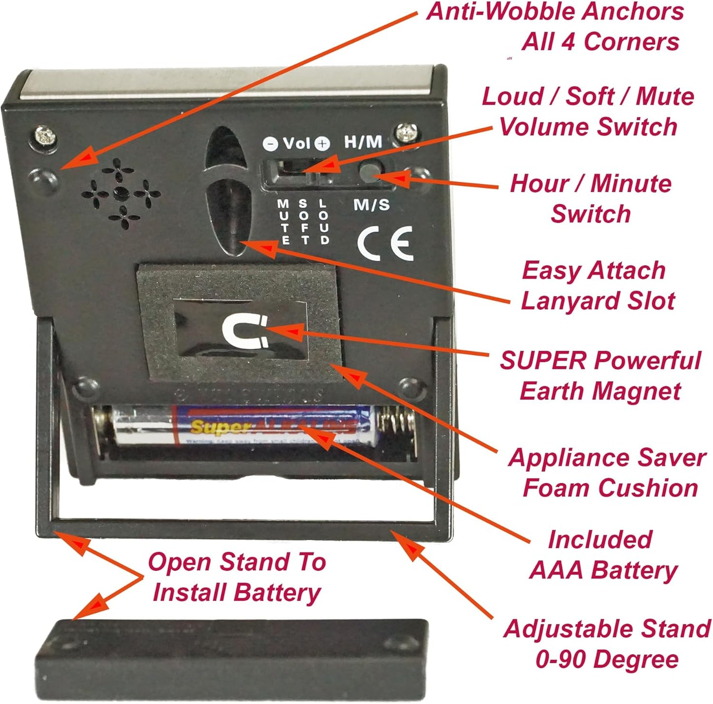 Elegant eTradewinds Digital Kitchen Timer, Stainless Steel Model eT-78, Displays 0-99 Min. or 0-99 Hr., Auto Shut Off