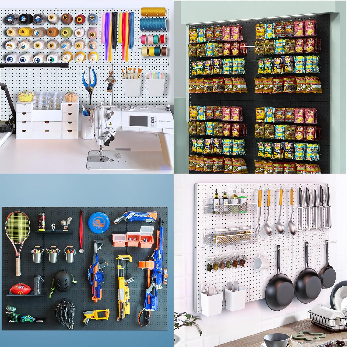 FZK Peg Board, 82PCS Metal Pegboard Wall Organizer Kit. Heavy Duty Pegboard, Peg Boards, Pegboard for Walls, White Pegboard for Garage Craft Room Workbench Office Kitchen Tool Organization, 36 * 24