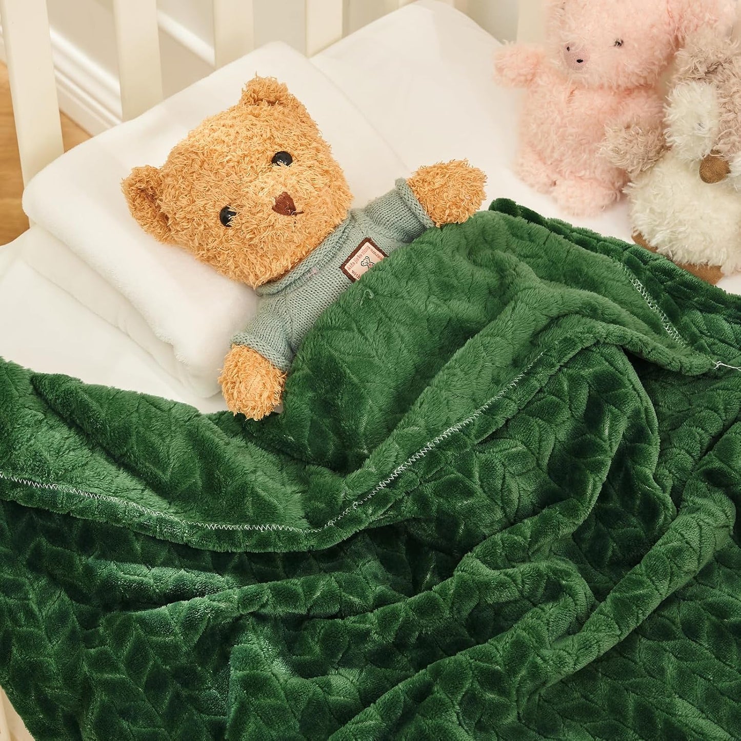 30x40 inches InHand Fleece Baby Blanket, Super Soft Swaddle Blanket, Plush Fuzzy Warm Green Throw Blanket, Newborn
