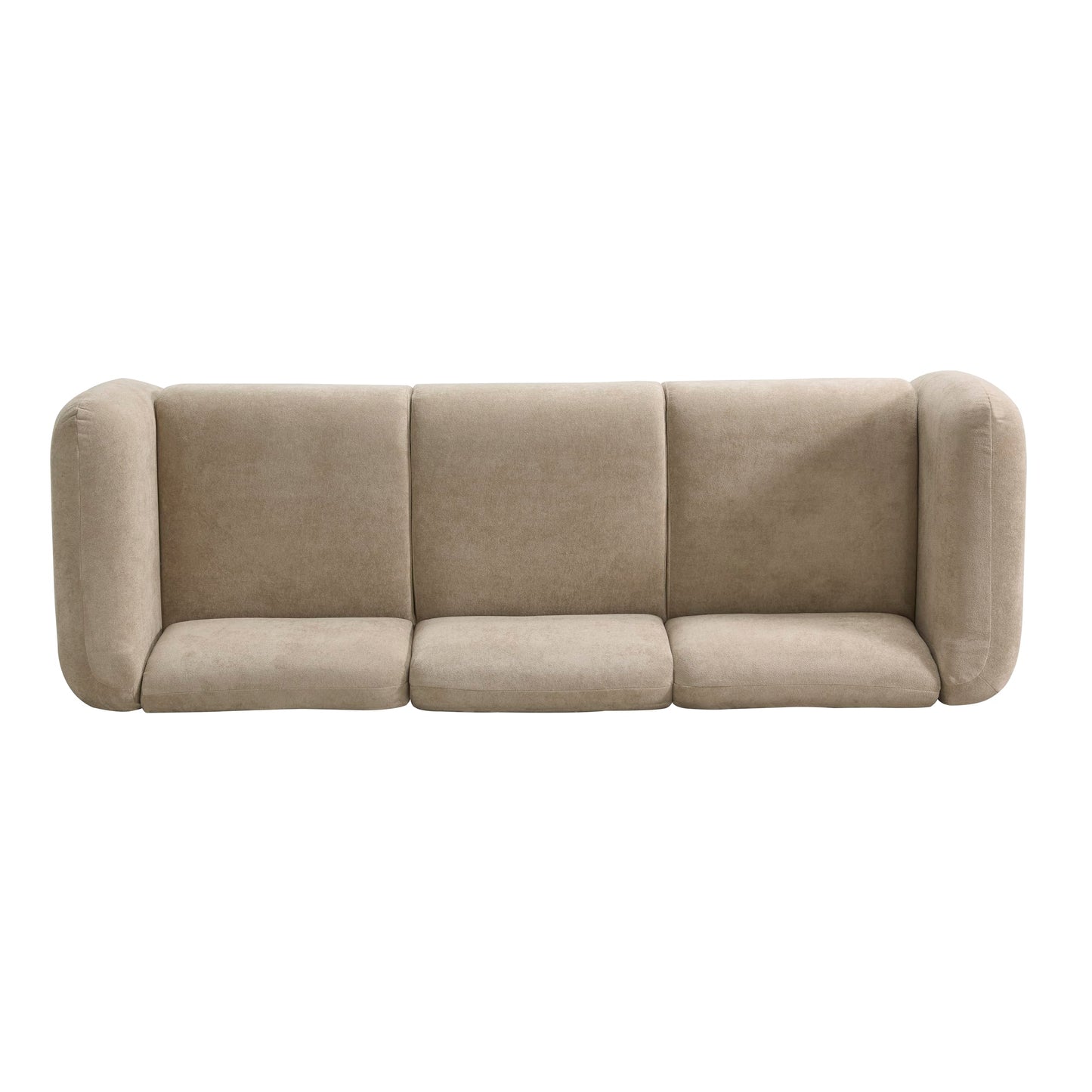 Merax 87" Chenille Upholstered Sofa Couch 3 Seater with 2 Pillows, Modern Living Room Sofa with Solid Wood Legs, Camel