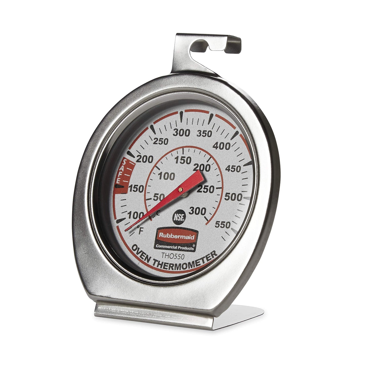Rubbermaid Commercial Products Stainless Steel Monitoring Thermometer, Safe for Inside Oven/Grill/Smoker, 60-580°F Range, Easy to Read Food Thermometer For Food Resturant/Home Cooking