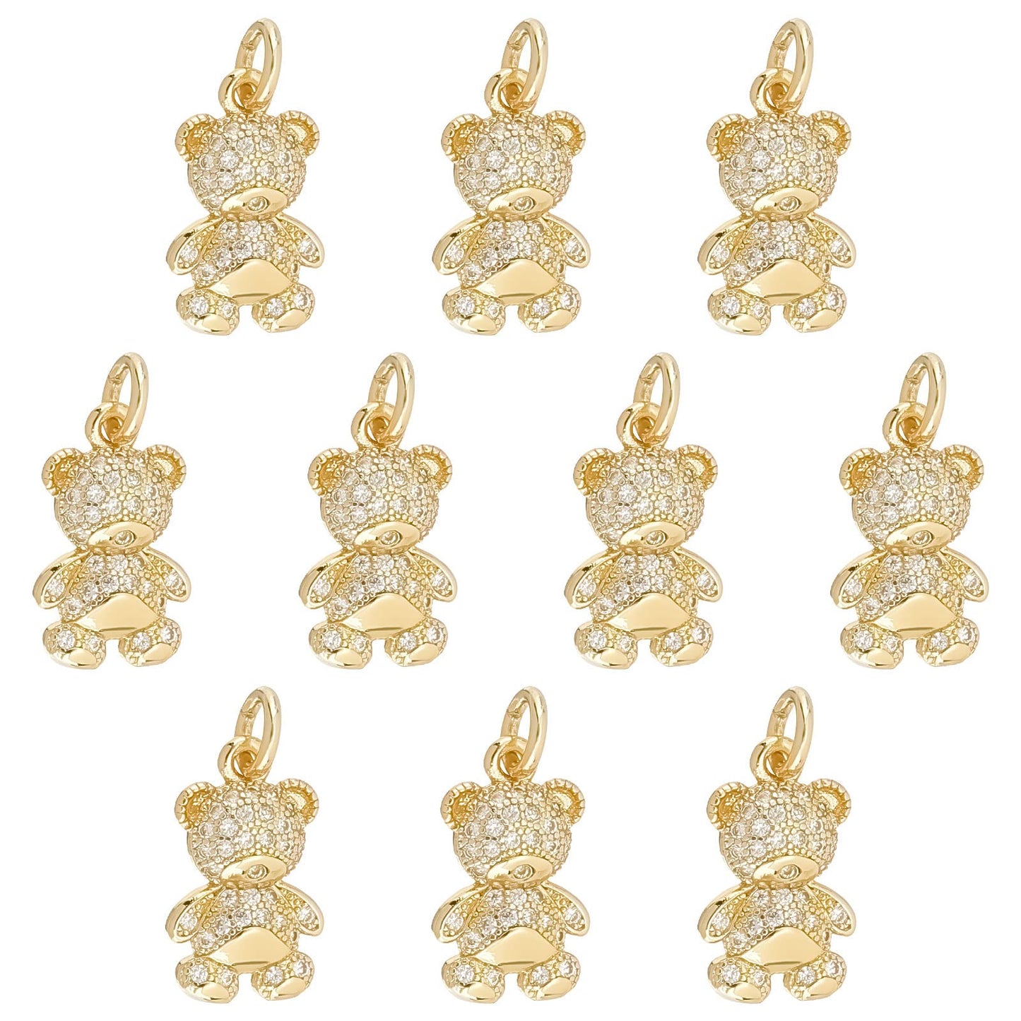 SUNNYCLUE 1 Box Bear Charms Gummy Bears Charm 18K Gold Plated Brass Charm Micro Pave Cubic Zirconia Hanging Loop Animal Charms for Jewelry Making Charm Necklace Earrings Bracelet DIY Craft