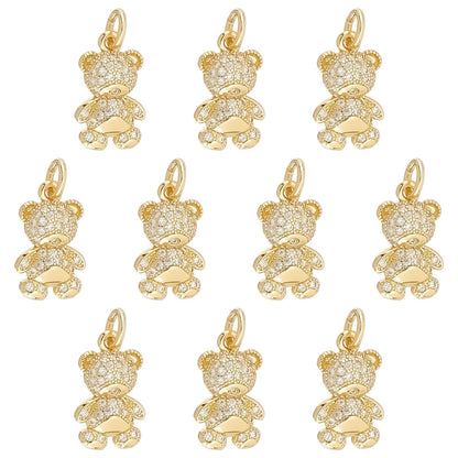 SUNNYCLUE 1 Box Bear Charms Gummy Bears Charm 18K Gold Plated Brass Charm Micro Pave Cubic Zirconia Hanging Loop Animal Charms for Jewelry Making Charm Necklace Earrings Bracelet DIY Craft