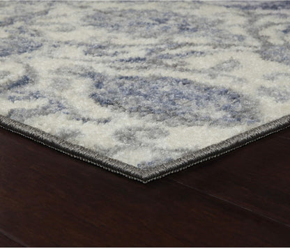 Maples Rugs Blooming Damask Area Rugs, Washable Non Slip Indoor Carpet for Entryway, 1'8 x 2'10, Grey/Blue