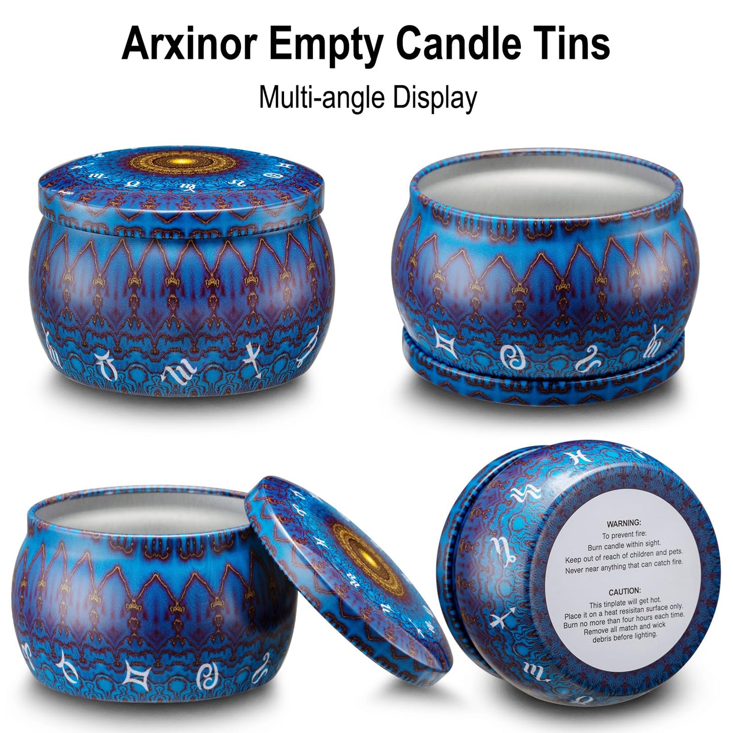 Arxinor Empty 5 oz Candle Tins Candle Jars 28 Pcs 28 Patterns, Candle Making Kits, with Wicks, Wick Holders & Stickers
