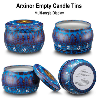 Arxinor Empty 5 oz Candle Tins Candle Jars 28 Pcs 28 Patterns, Candle Making Kits, with Wicks, Wick Holders & Stickers