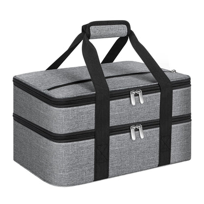 MIAOJIE Double Insulated Casserole Carrier, Portable Casserole Carrier for Hot or Cold Food Lunch Tote Warmer or Cooler Bag, Lasagna Lunch Bag for Potluck Parties- Fits 9" x 13" Baking Dish-Grey