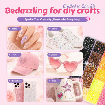40 Colors Jelly Rhinestones for Bedazzling, 32000Pcs 3mm Flatback Gems for Diamond Art, Crystal Bedazzling Kit with 3Pcs B7000 Jewelry Glue for Nail Art Crafting Clothing Makeup Water Bottle