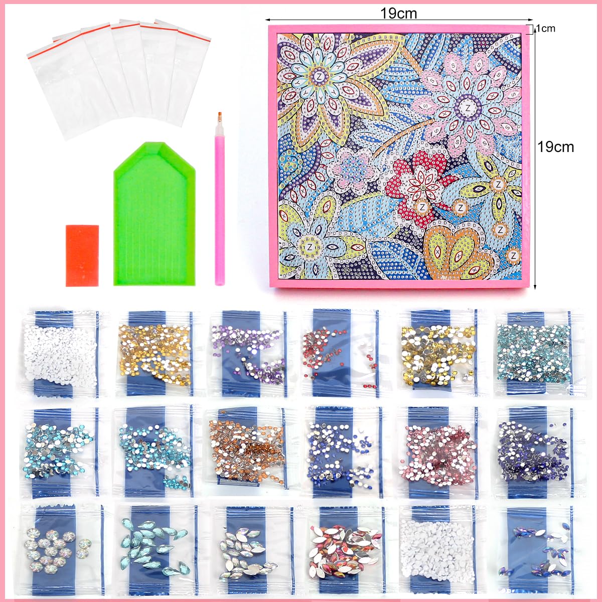 ZUYUSUT Flower Diamond Art Painting Kits for Kids with Wooden Frame Girls Art Crafts Rhinestone Gem by Number Kits Birthday