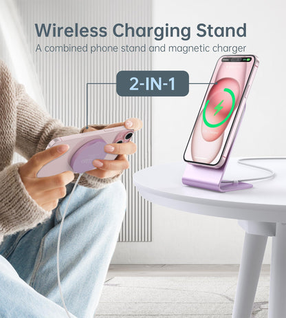 Magnetic Wireless Charger for iPhone 17/16/15/14/13/12 - Mag Charger+20W USB C Adapter, Fast Wireless Charging Stand/Pad with 5ft USB-C Cable for iPhone 17/16/15/14/13/12 Pro Max Plus Mini Air, Airpod