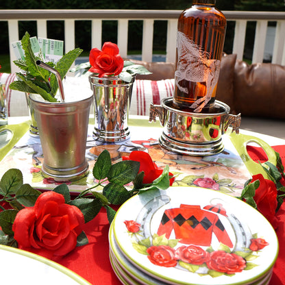 Derby Day at the Races Set of 4 Canape Plates – Host in style with Derby Day canape plates—ideal for hors d'oeuvres, desserts, and race day entertaining. A must-have for any spirited gathering.