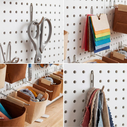 Spampur Peg Board, 4 Pack Metal PegBoard Organizer with Accessories, White Pegboard Panels with 50 Pcs Hooks and Baskets, Wall Organizer for Office, Craft Room Organization, Garage, Sewing Room