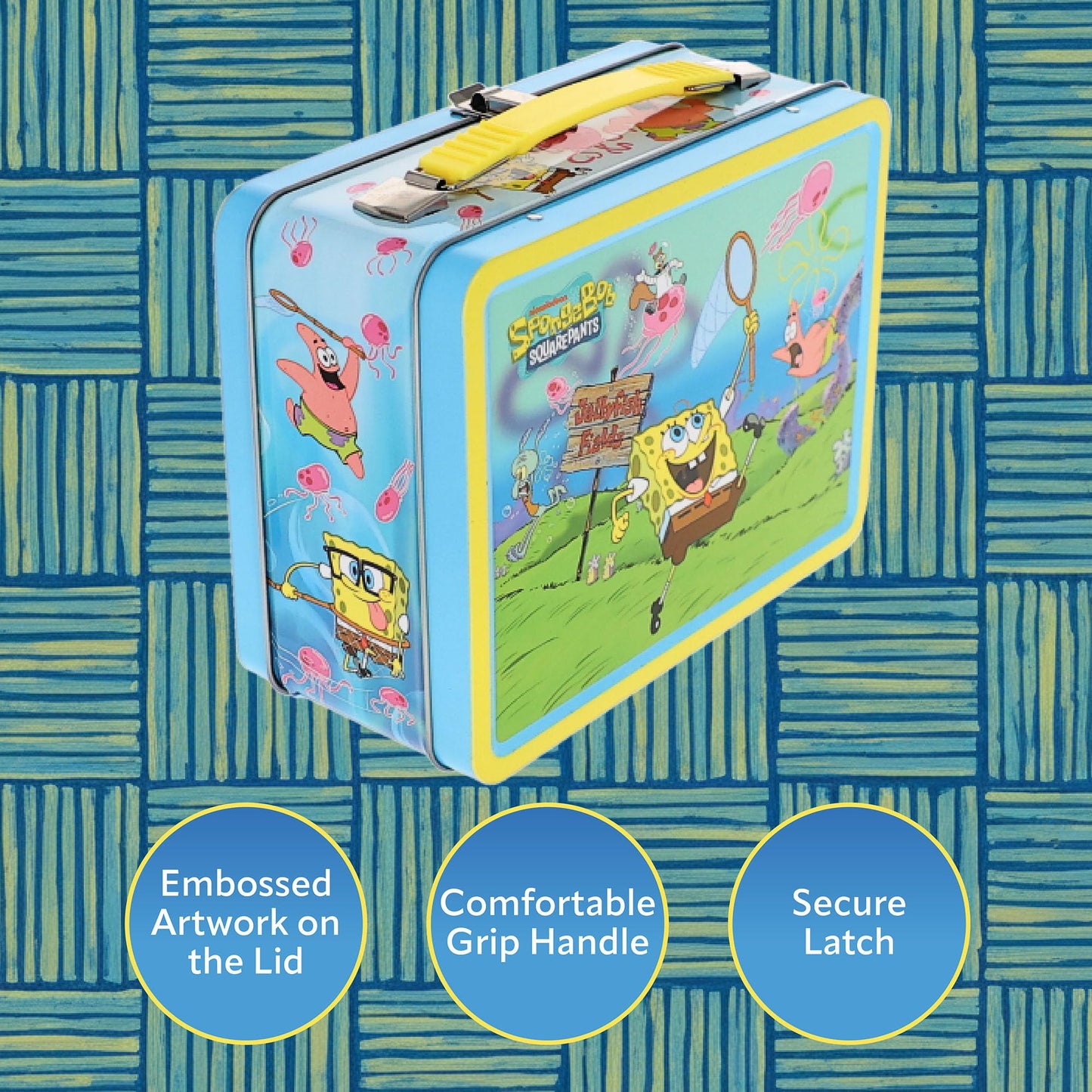 AQUARIUS SpongeBob SquarePants Fun Box 8x6 Inch - Official Nickelodeon Tin Storage Collectible Merchandise Gift for Kids, Teens and Adults