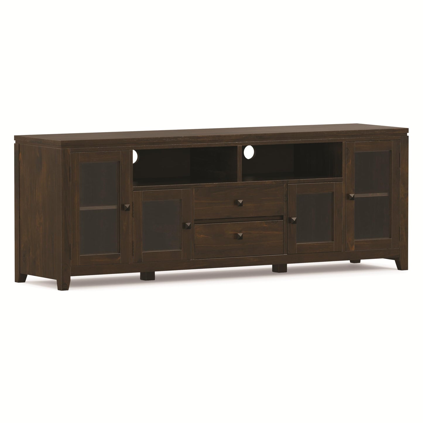 SIMPLIHOME Cosmopolitan TV Stand - 72 inch Wide Solid Wood Media Console in Mahogany Brown, Contemporary Entertainment Center for Living Room for TVs up to 80 Inches with Drawers and Cable Management