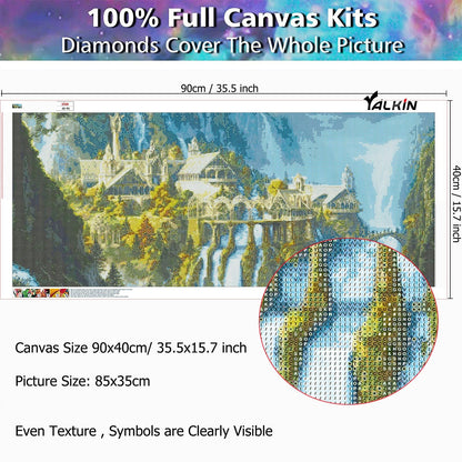 YALKIN 5D Diamond Painting Kits for Adults DIY Large Castle Full Round Drill (35.5x15.7in) Embroidery Pictures Arts Paint by Number Kits Diamond Painting Kits for Home Wall Decor