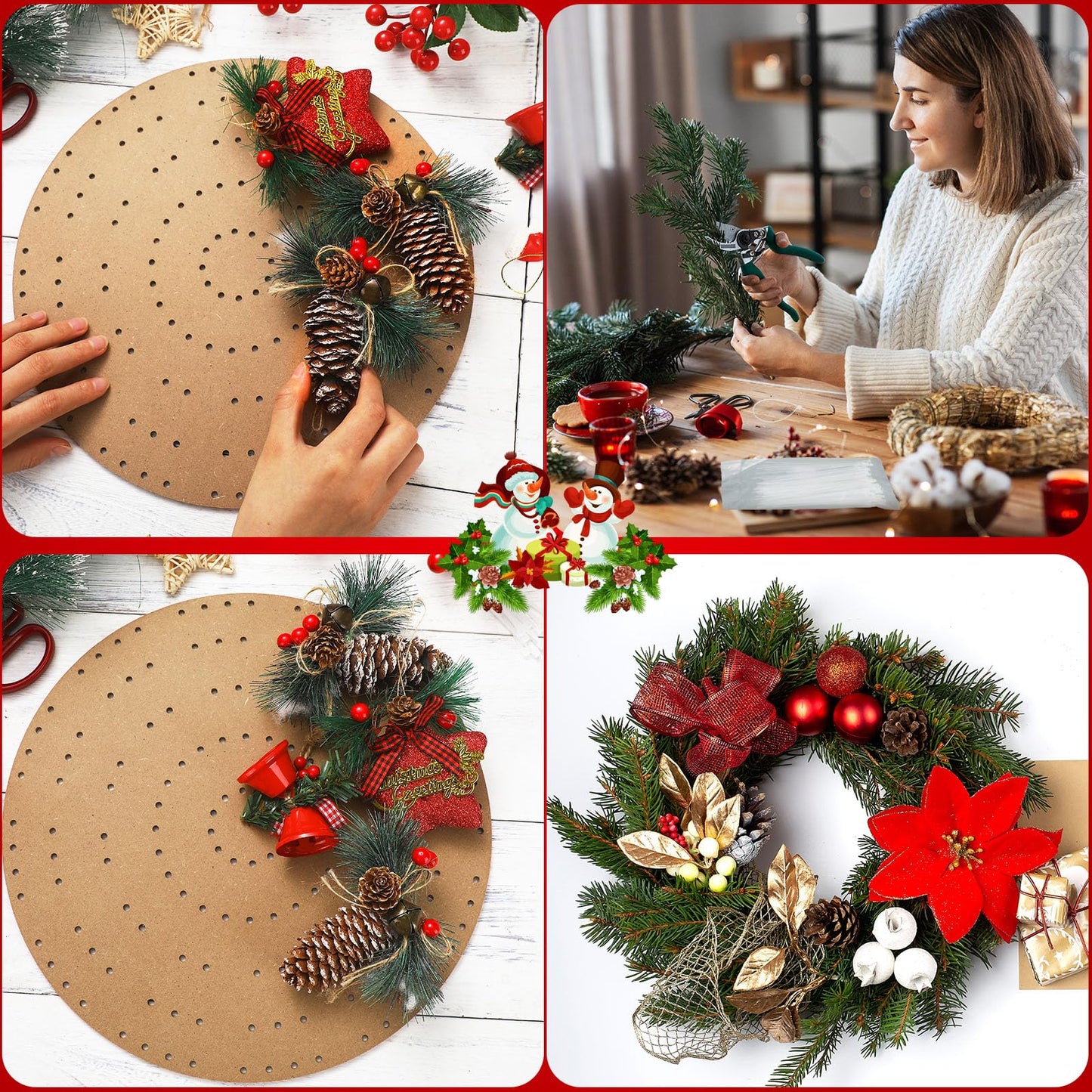 Thyle 6 Pcs Round Wreath Boards with Holes Wooden Summer Wreath Flower Boards Wood Ring Wreath Frame Supplies with 100 Nylon Cable Ties for DIY Crafts, Fall, Holiday Wedding Home Decor