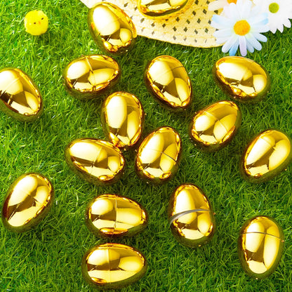 36Pcs 2.3" JOYIN Gold Easter Eggs, Metallic Plastic Empty Eggs Fillable for Easter Hunt Supplies, Basket Stuffers, Toys