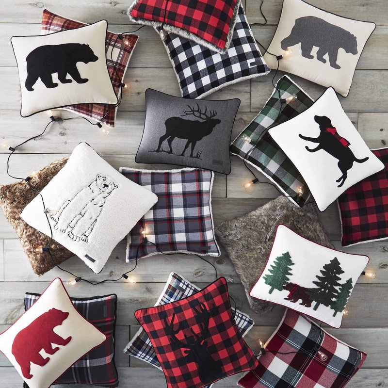 Eddie Bauer Home - Throw Pillow with Zipper Closure, Perfect Home Decor for Bed or Sofa (Wallace Plaid Cinder, 20" x 20")