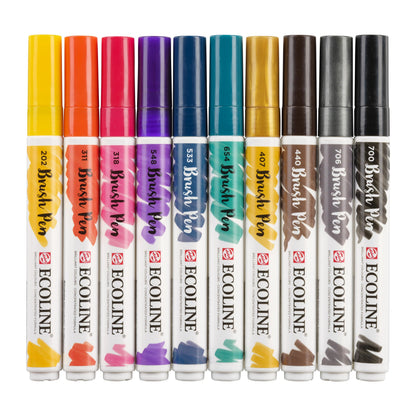 Ecoline Brush Pen Sets (10-pc. Set, Dark)