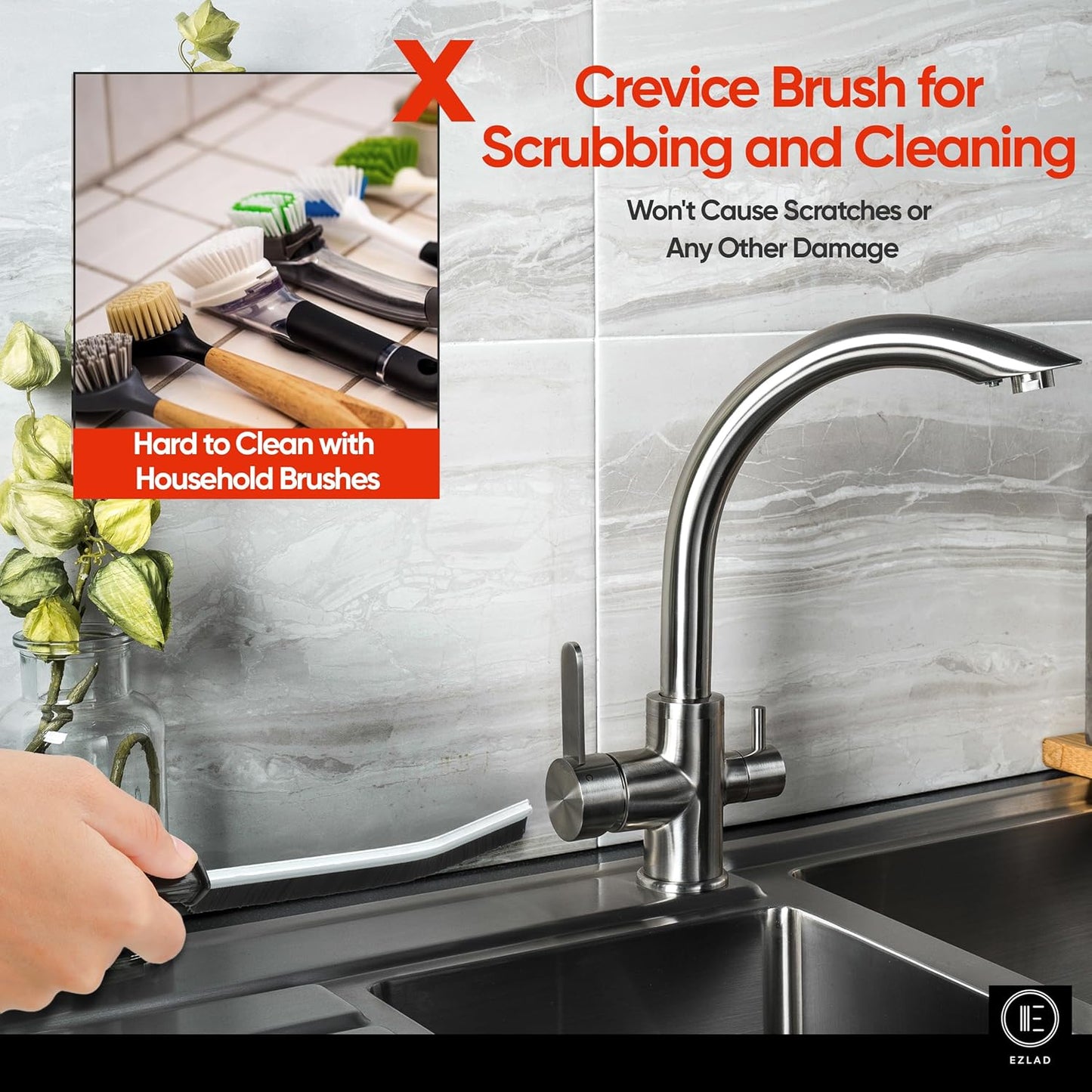 5 Pcs Multifunctional Crevice Cleaning Brush, Hard Bristle Grout Gap Cleaning Brushes for Bathroom, Kitchen, Household