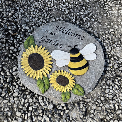 Welcome to My Garden Stepping Stone, Decorative Stone Statue for Patio, Funny Garden Decor for Lawn and Yard