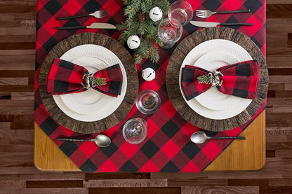 DII Buffalo Check Cloth Napkin Set, Classic Farmhouse, 20x20, Red & Black, 6 Piece