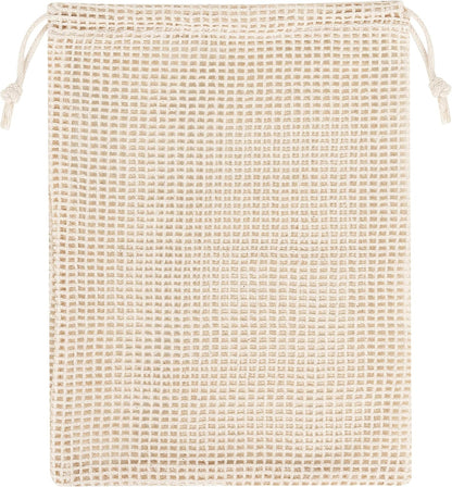 PALTERWEAR 100% Natural Cotton Double Drawstring Mesh Bag - For Herbs, Nuts, Spices, Set of 5