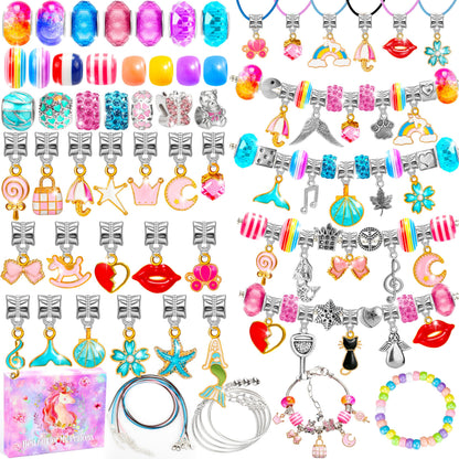 AMAZING TIME 130 Pcs Charm Bracelet Making Kit, Jewelry Toy for Girl Age 8-12 Beads Craft Set for 5 6 7 8 9 10 11 12 Year Old Teenage Birthday Gift