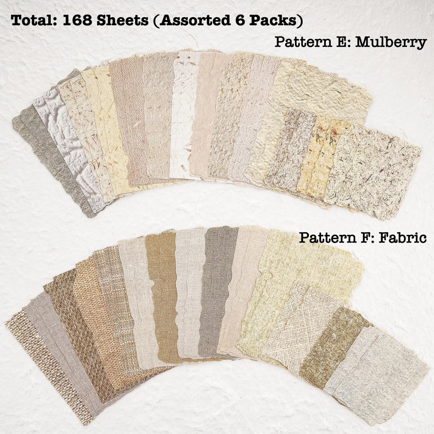 168 Sheets Scrapbook & Embossed Textured Paper Assorted Set - 6 Pack Mixed Special Papers for Scrapbooking Planner Bullet Junk Journal Supplies Collage Card Embellishment 2.4x3.2, 3.4x4.9 Inch