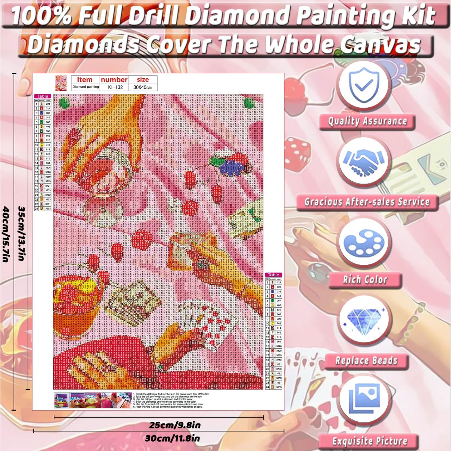 KICHANG Pink Diamond Art Kits for Adults Beginner,DIY Modern Diamond Painting 5D Round Full Drill Diamond Dots Gem Art Crafts with Tools,Funny Crafts for Home Wall Decor&Gift-12x16in