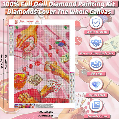 KICHANG Pink Diamond Art Kits for Adults Beginner,DIY Modern Diamond Painting 5D Round Full Drill Diamond Dots Gem Art Crafts with Tools,Funny Crafts for Home Wall Decor&Gift-12x16in