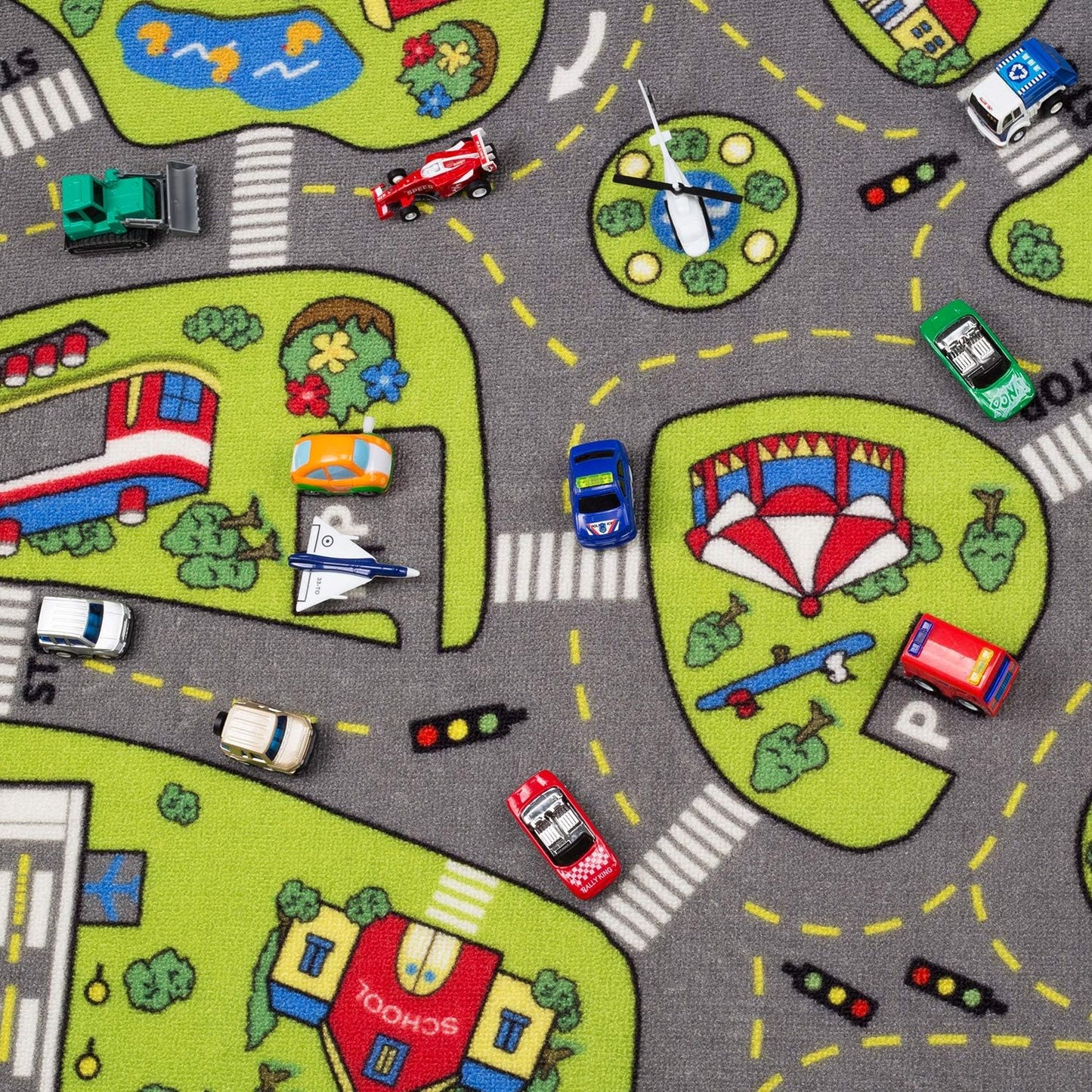 52 32 Large Kids Carpet Playmat Rug x with Non-Slip Backing, City Life Play Mat for Playing with Car Toy, Game Area