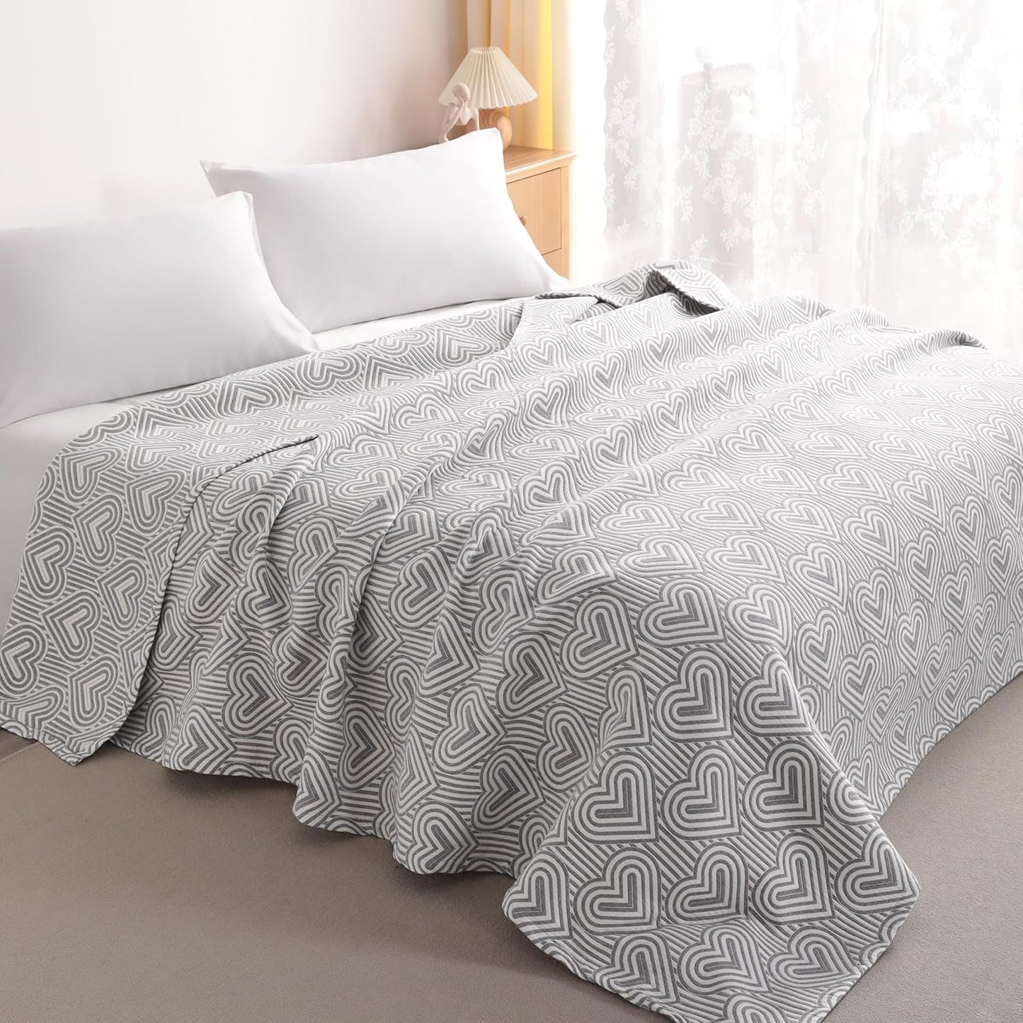 3 68x92 NTBAY Layers Cotton Muslin Twin Bed Blanket, Super Soft Breathable Thermal Yarn Dyed Quilt for Adults, Perfect
