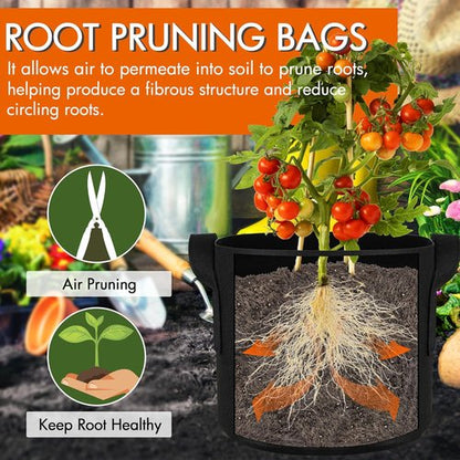 Gardzen 6-Pack Grow Bags - 1 Gallon Heavy-Duty Aeration Pots with Handles for Gardening