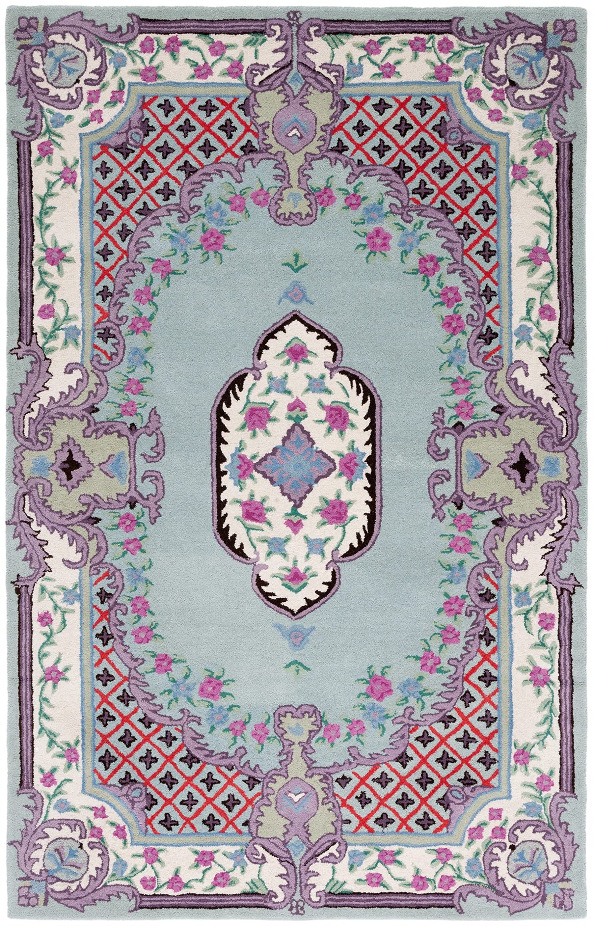 SAFAVIEH Bellagio Collection 8' x 10' Light Green/Ivory BLG535Y Handmade Medallion Premium Wool Living Room Dining Bedroom Area Rug
