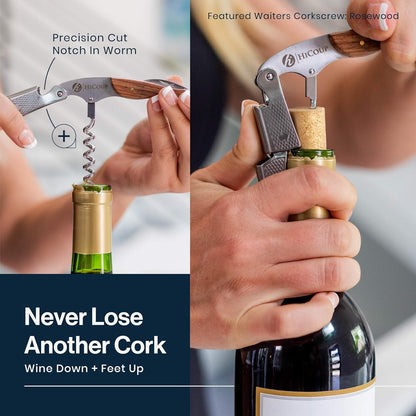 Hicoup Wine Opener - Professional Corkscrews for Wine Bottles with Foil Cutter & Cap Remover - Manual Wine Key for Home
