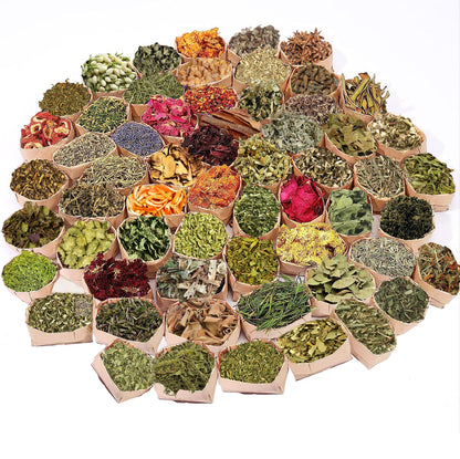 60 Pcs Labeled Dried Herbs and Flowers Kit for Witchcraft, Individually Packed Botanicals for Spell Jars, Altar Decor, Resin, Soap Making and Candle Decoration