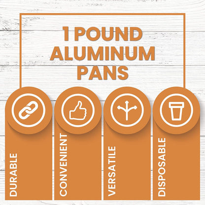 PARTY BARGAINS 1 Lb. Small Aluminum Pan with Lids - 50 Pack Disposable Take-Out Pans