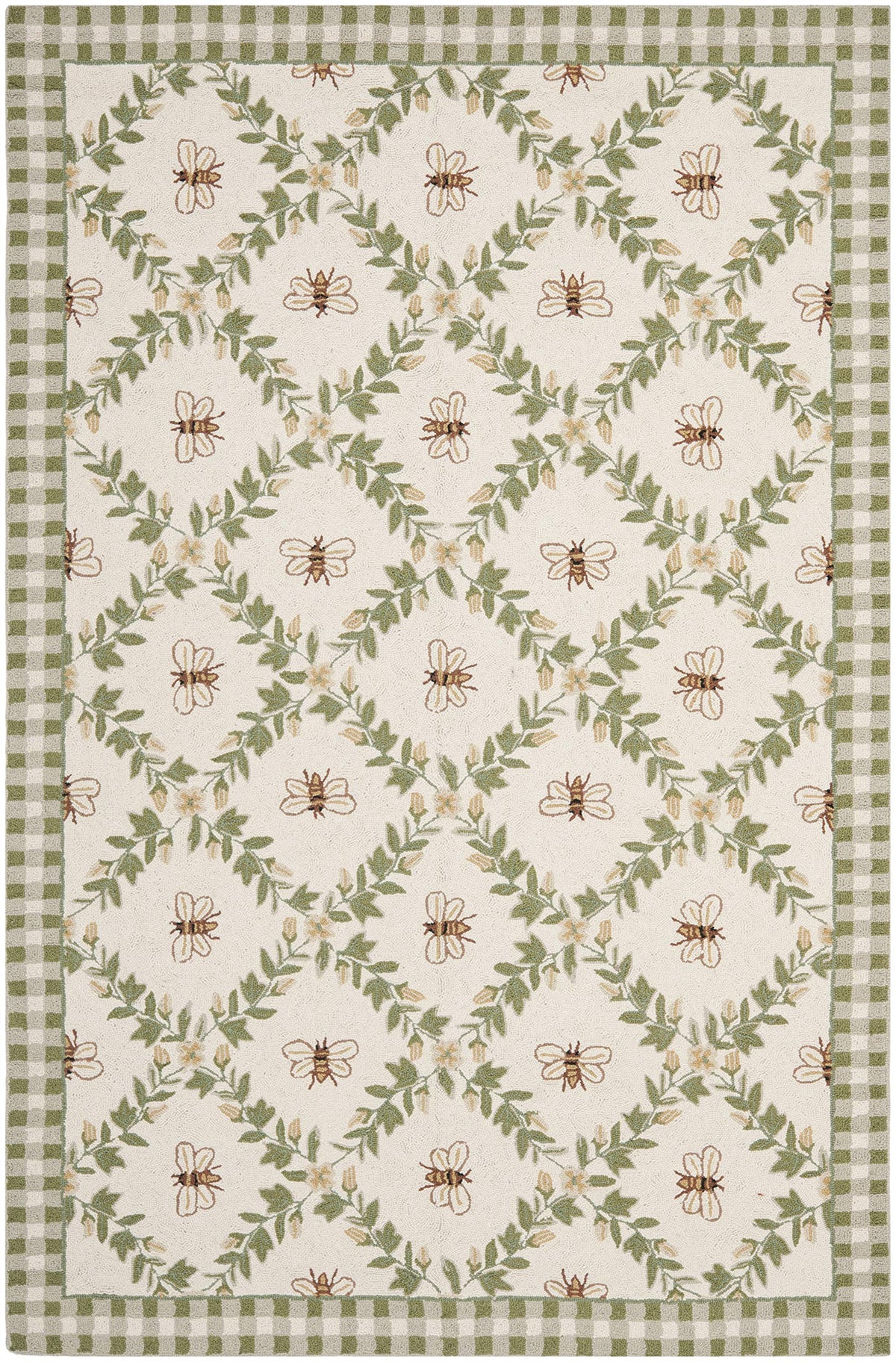 SAFAVIEH Area Rug 8x10 - Chelsea Collection - Large - Ivory & Green, Hand-Hooked Wool, French Country Design, Ideal for Living Room, Bedroom, Office, Dining Space (HK55A)