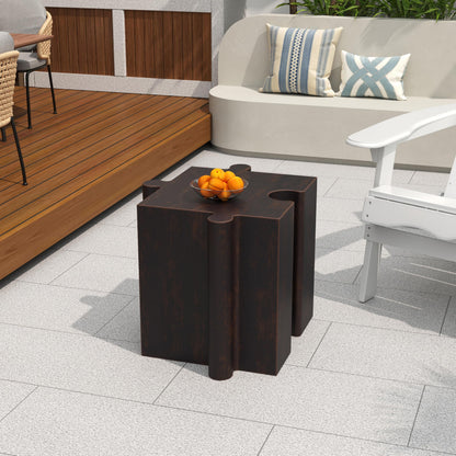 Christopher Knight Home Daton 3 Piece Interlocking Outdoor Side Table Set, Modular Lightweight Concrete Coffee Table, Convertible MGO End Table for Indoor&Outdoor, Design for Creative Set Up, Copper